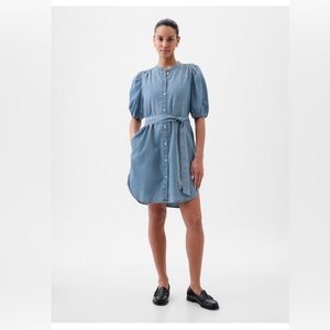 Gap Puff Sleeve Denim Mini Dress Medium